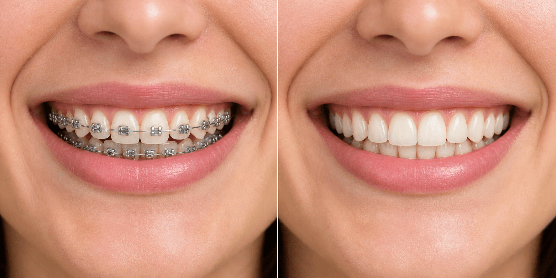 Braces representative before and after smile preview