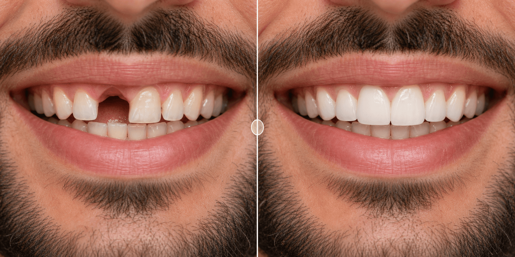 Dental Implants representative before and after smile preview