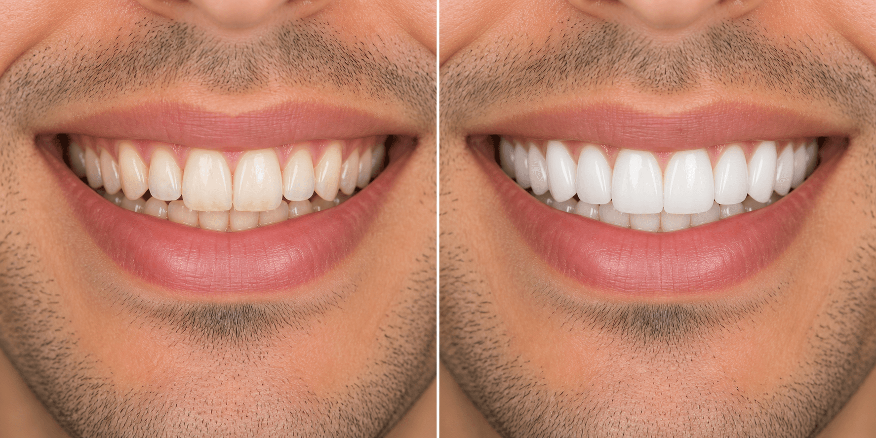 Porcelain Veneers representative before and after smile preview